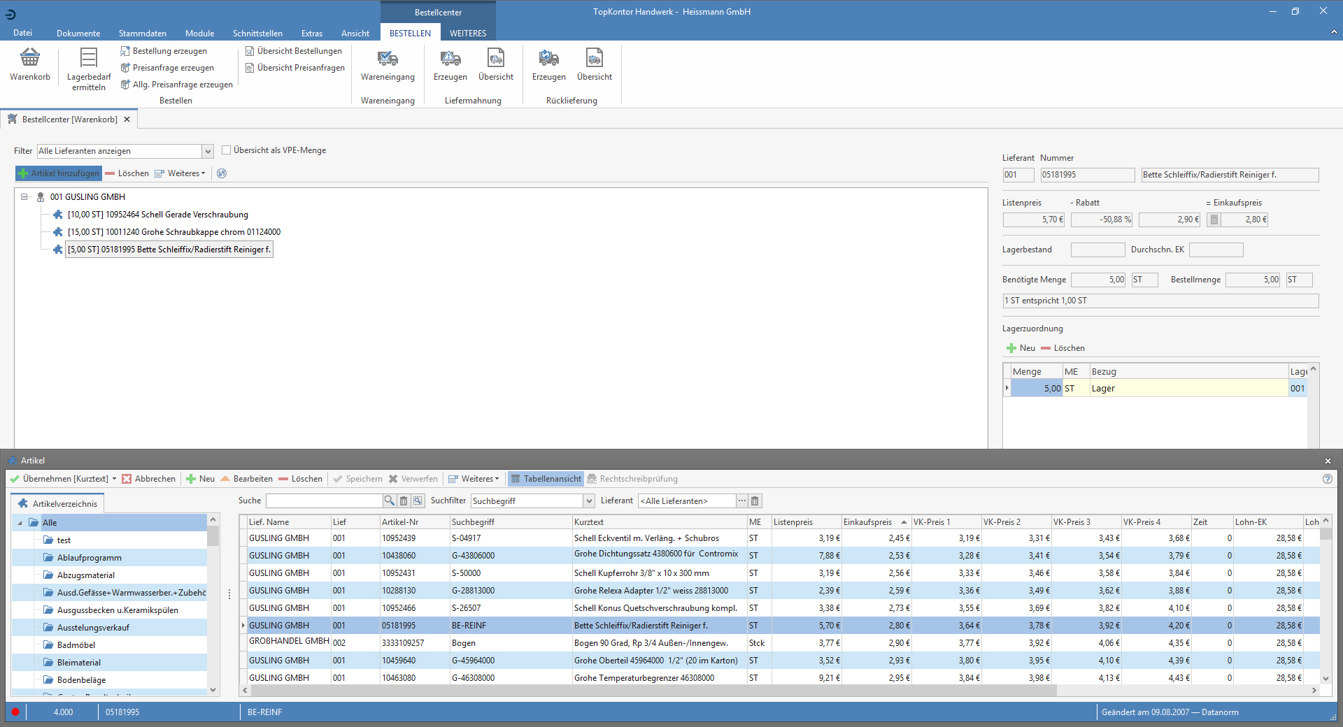 TopKontor Handwerk V6 - Bestellcenter